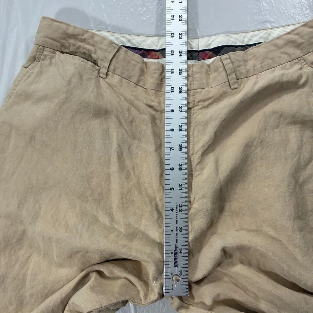 VTG Mens Polo Ralph Lauren Pants Trousers Linen Silk Khaki Tan 34x34 (34 x30)